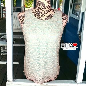 ONE CLOTHING Baby Blue Lace Tank- Small